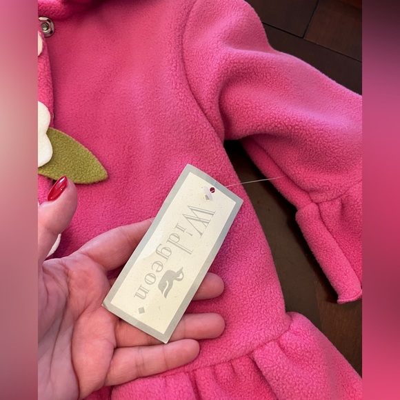 WIDGEON Hot Pink Floral Ruffle Jacket Coat White Flowers Swing Coat - Picture 3 of 5